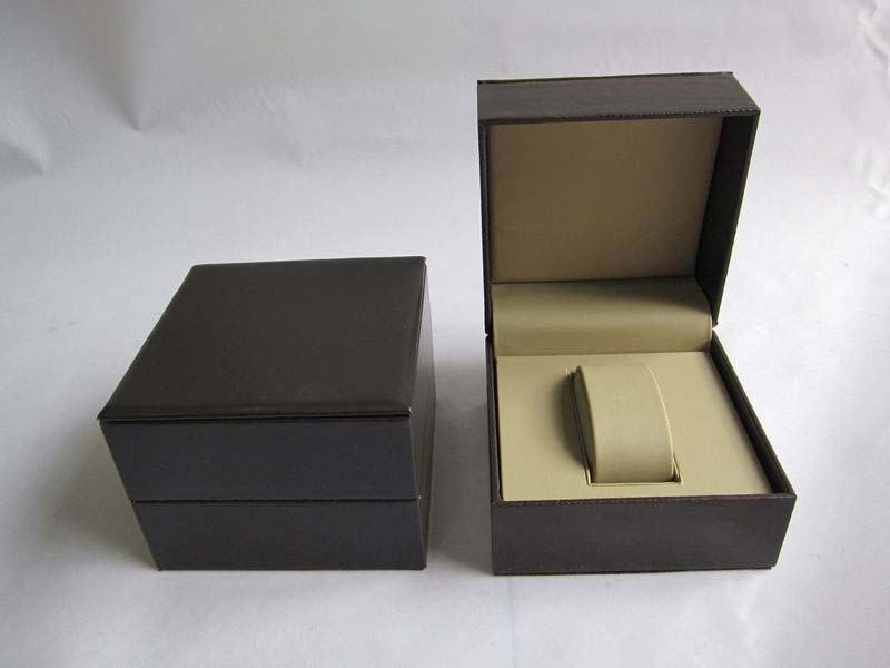 High Quality Custom Logo Black Leather Packaging Box for Single Watch